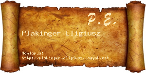 Plakinger Eligiusz névjegykártya
